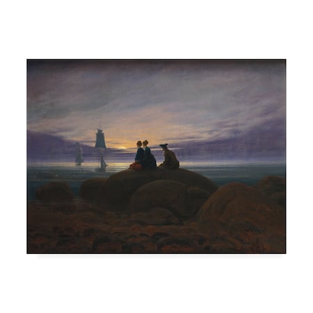 Caspar David Friedrich 'Moonrise Over The Sea' Canvas Art,14x19